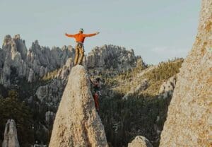 Climbing granite spire