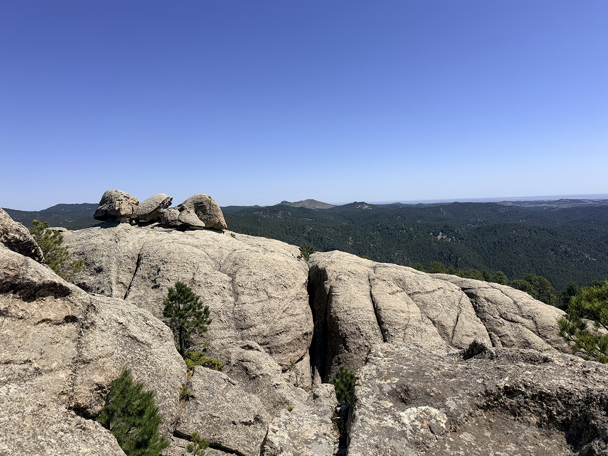 Namesake Mount Baldy rock formations on trail near Keystone, SD