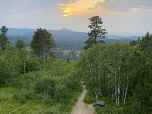 View of the Black Hills from the top of Frienship Tower on Mount Roosevelt Trail near Deadwood, SD