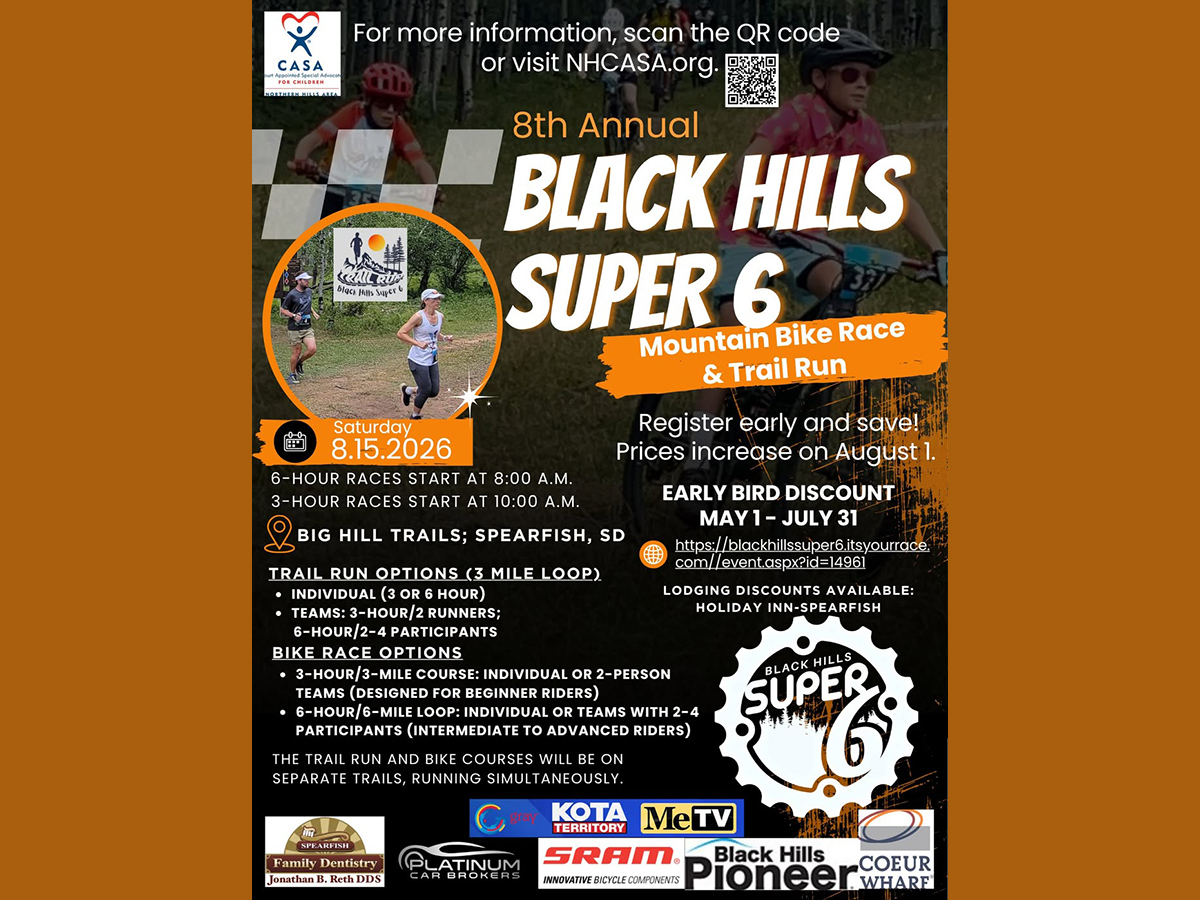 Black Hills Super 6 Mountain Bike & Trail Run Poster, Whitewood, SD