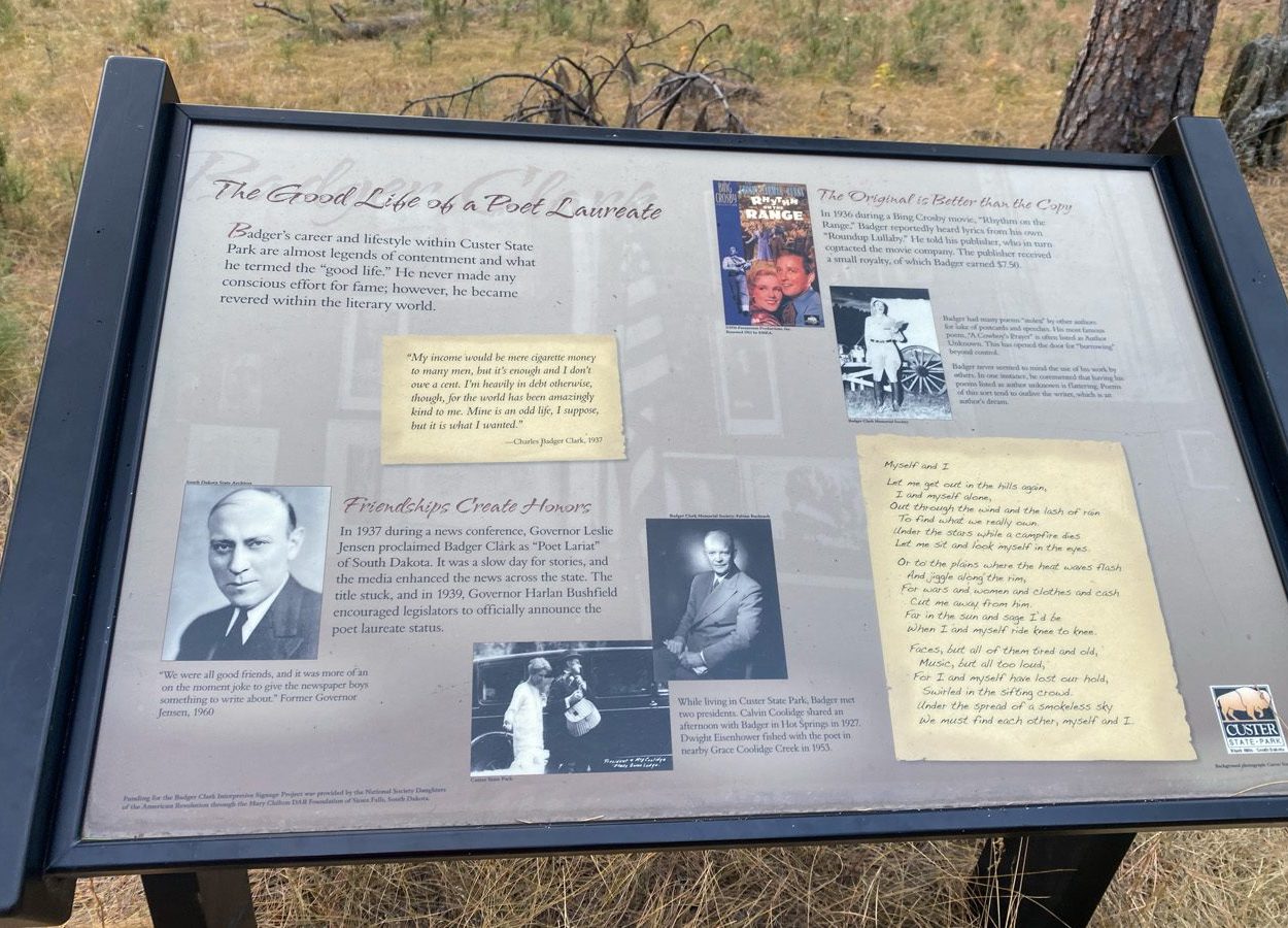 Badger Clark Historical Figures Trail Sign