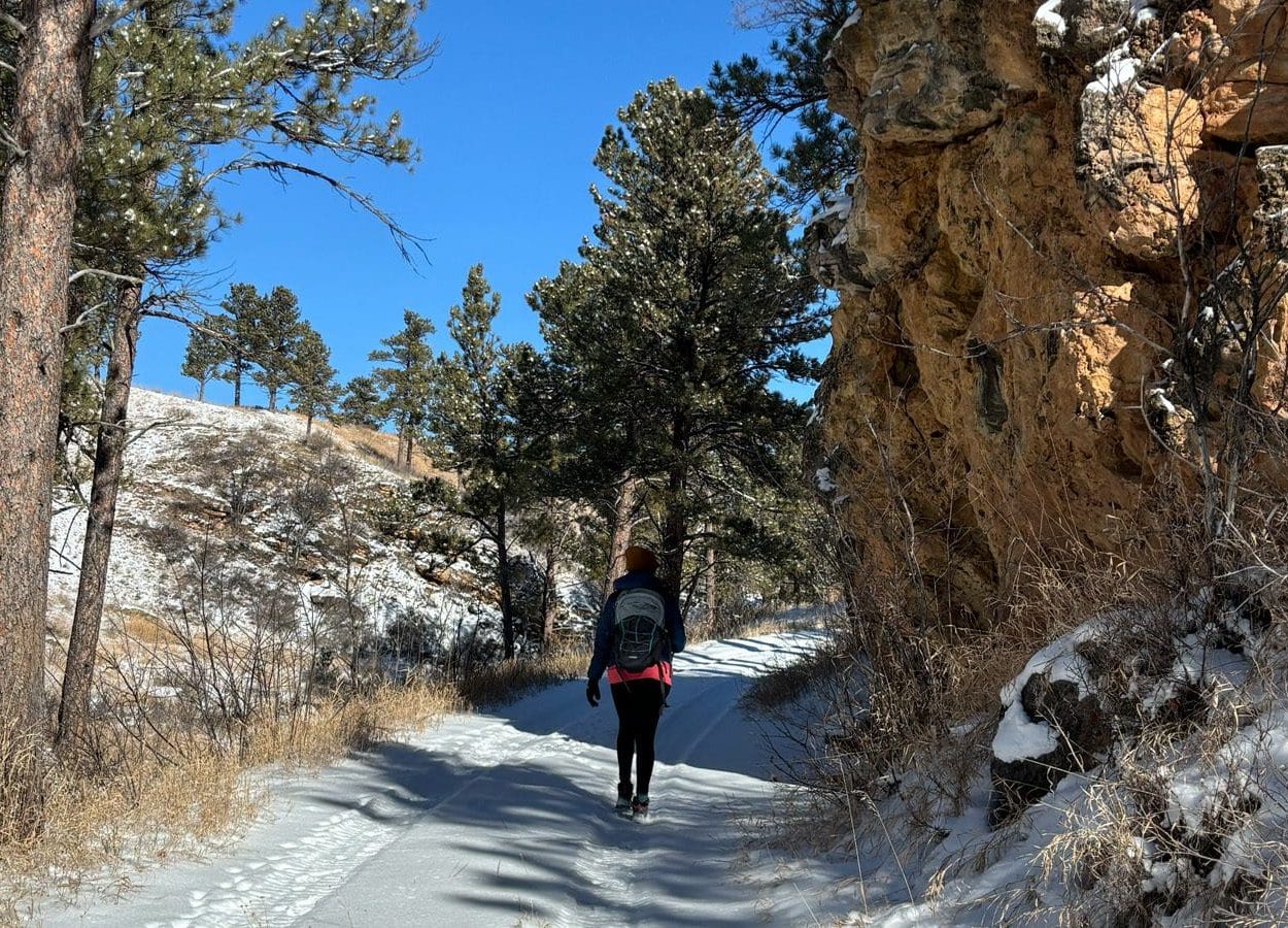 Wind Cave Canyon Hiker On Trail