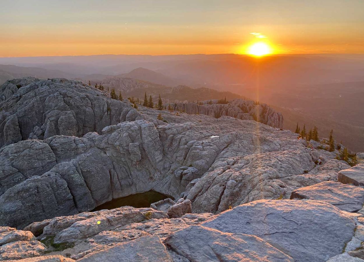 black elk peak at sunset