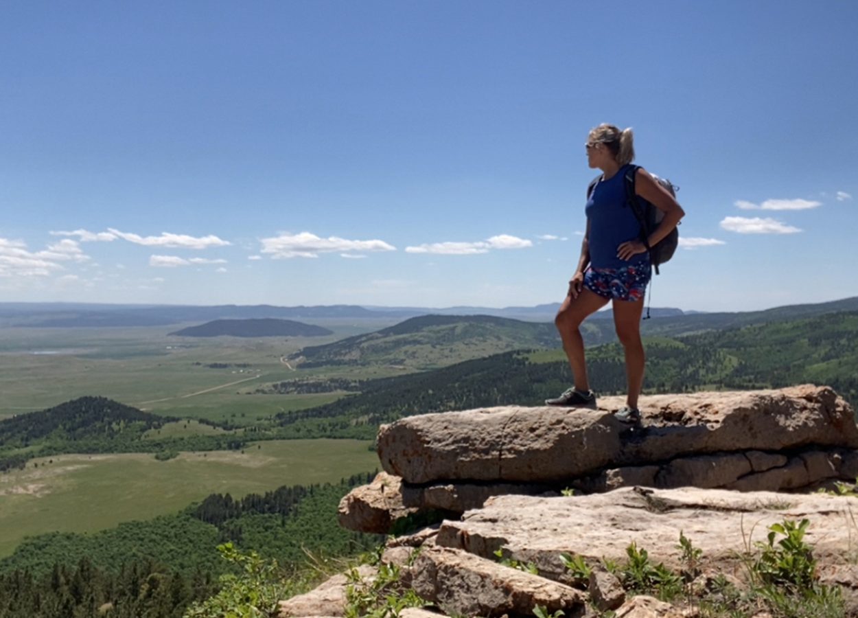 Sheep Nose Mountain Trail Sundance person standing on overlook